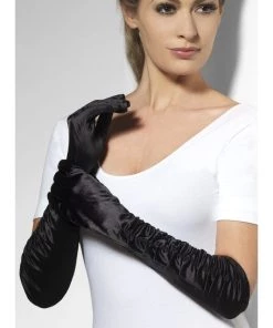 Smiffy's Black Ruched Temptress Gloves