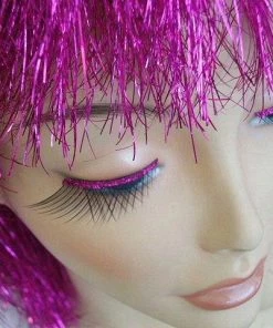 Carnival Products Womens Purple Glitter Trim False Eyelashes Magenta
