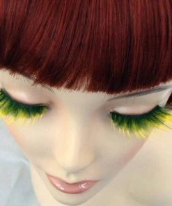 Carnival Products Eyelashes Yellow And Black Feathers