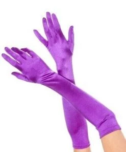 Music Legs Womens Formal Purple Long Satin Quality 1920's Stretchy Costume Gloves