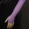 Interalia Womens Fishnet Long 1980's Purple Fingerless Gloves