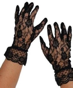 Sweidas Wild Child Short Lace 80's Ladies Disco Gloves Black