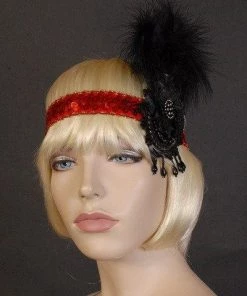 Interalia Flower Red Flapper Deluxe Headband