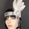 Interalia Womens Lace Silver Flapper Deluxe Headband 2 Interalia Womens Lace Silver Flapper Deluxe Headband