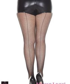 Music Legs Fishnets Black Pantyhose Tights Stockings With Back Seam