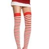 Music Legs Stay-Ups Striped Red/White Stockings Fancy Dress Costume Accessory Womens 1 Music Legs Stay-Ups Striped Red/White Stockings Fancy Dress Costume Accessory Womens