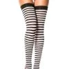Music Legs Striped Black & White Fancy Dress Stockings Halloween Costume Stay-ups Womens