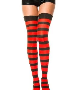 Music Legs Thigh Hi Wide Striped Stay-Up Stockings Womens