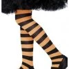 Smiffy's Kids Witch Pumpkin Tights Girls Striped Orange Black