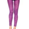 Music Legs Womens Tights Leopard Print Opaque Footless Purple Animal Print Tights