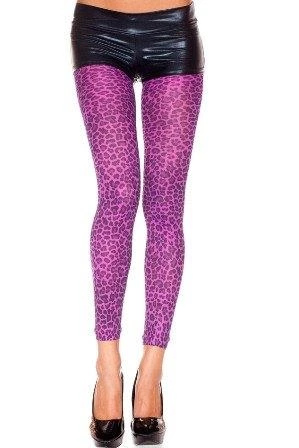 Music Legs Womens Tights Leopard Print Opaque Footless Purple Animal Print Tights 3 Music Legs Womens Tights Leopard Print Opaque Footless Purple Animal Print Tights