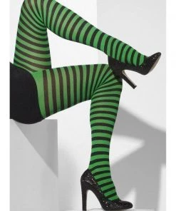 Smiffy's Womens Tights Wide Striped Colored Stockings Halloween Costume Pantyhose