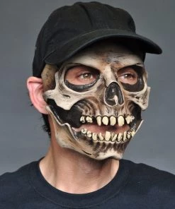 Carnival Products Skull Halloween Mask With Cap And Moving Mouth Mens