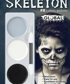 Global Colours Womens Skeleton Halloween Colour Palette Face Paint Kit