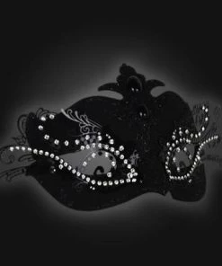 Carta Alta Extravaganza Mask For Ladies Black Deluxe Venetian Masquerade Womens