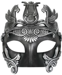 Tomfoolery Centurion Roman Mask Venetian Style Black Men's Masquerade