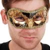 Tomfoolery Luciana Men's Masquerade Mask Black & Gold Mens
