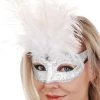 Tomfoolery Carmela Women's Venetian Style Masquerade Mask White And Silver Womens
