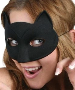 Tomfoolery Womens Cat Black Eye Mask Halloween And Ball Masquerade