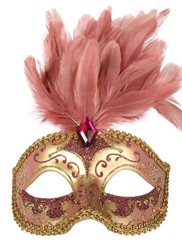 Tomfoolery Isabella Masquerade Pink Feathers Women's Mask Dusky Venetian Style Womens 3 Tomfoolery Isabella Masquerade Pink Feathers Women's Mask Dusky Venetian Style Womens