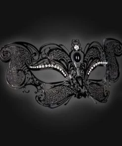 Carta Alta Gatto Cat Black Filigree Venetian Mask Authentic Italian Masquerade Womens