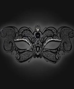 Carta Alta Gatto Cat Black Filigree Venetian Mask Authentic Italian Masquerade Womens