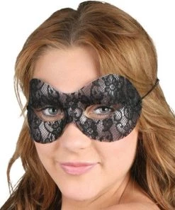 Tomfoolery Naomi Black Patterned Lace Masquerade Mask Womens