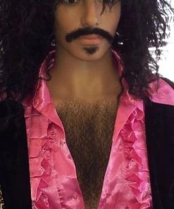 Carnival Products Mens Curly Chest Wig Black Human Hair 70s Costume Accessory