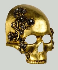 Carta Alta Skull Rose Gold Venetian Handmade Masquerade Mask