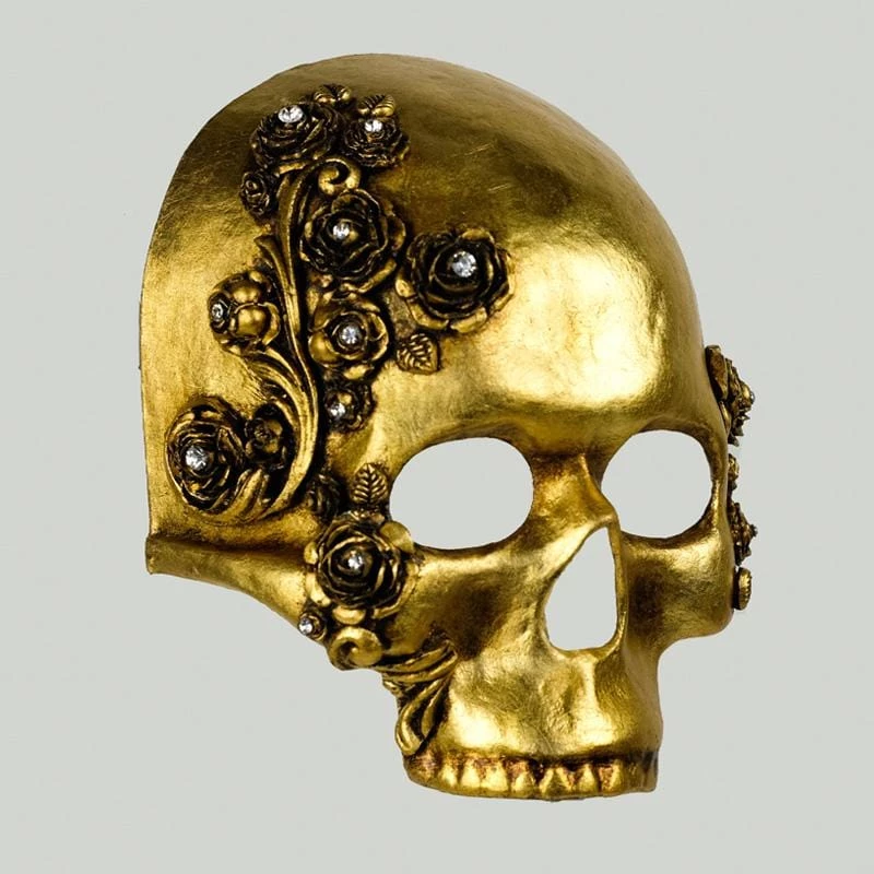 Carta Alta Skull Rose Gold Venetian Handmade Masquerade Mask 4 Carta Alta Skull Rose Gold Venetian Handmade Masquerade Mask