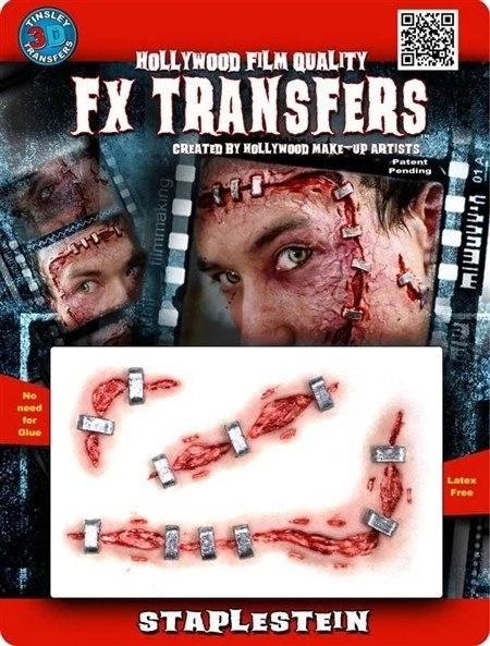 Tinsley Transfers Stapled Face Wound Scars Halloween Costume Makeup 3D FX Transfers 5 Tinsley Transfers Stapled Face Wound Scars Halloween Costume Makeup 3D FX Transfers