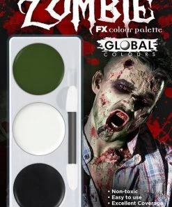 Global Colours Womens Zombie Face-paint Halloween Kit