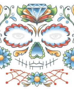 Tinsley Transfers Candy Skull Temporary Face Tattoo Womens