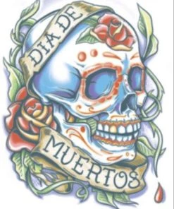 Tinsley Transfers Womens La Rosa Day Of The Dead Temporary Tattoo