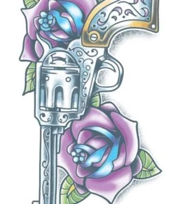 Tinsley Transfers Pistol Day Of The Dead Temporary Tattoo