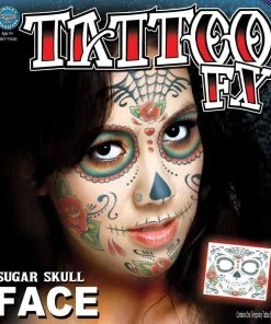 Tinsley Transfers Sugar Skull Face Temporary Tattoo Buy Costumes