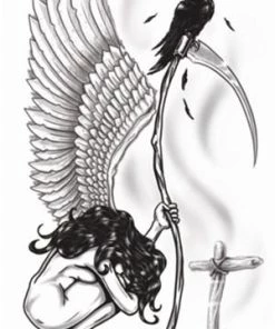 Tinsley Transfers Womens Angel Of Death Gothic Temporary Tattoo