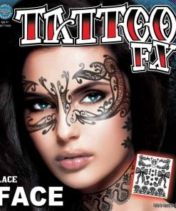 Tinsley Transfers Womens Lace Mask Temporary Masquerade Tattoo