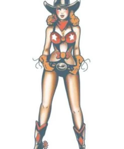 Tinsley Transfers Womens Cowgirl Pin Up Temporary Tattoo