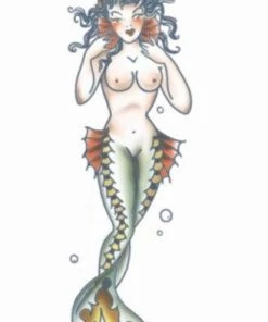 Tinsley Transfers Mermaid Girl Pin Up Temporary Tattoo Womens