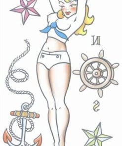 Tinsley Transfers Womens Sailor Girl Pin Up Temporary Tattoo