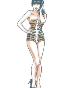 Tinsley Transfers Tiger Girl Pin Up Temporary Tattoo