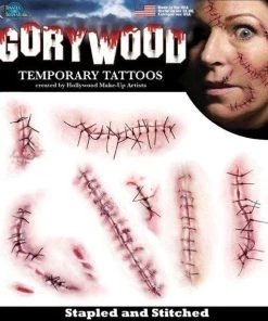 Tinsley Transfers Stitched Horror Monster Make Up Halloween Party Temporary Tattoos Womens