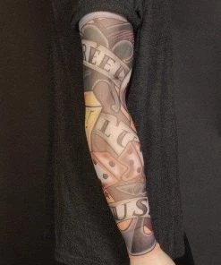 Interalia Greaser Fake Temporary Tattoo Sleeve Nylon 1950's Tattoo Arm Stockings