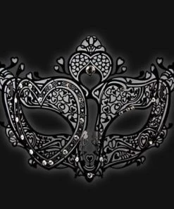 Carta Alta Oriental Black Metal Filigree Ladies Venetian Mask Masquerade