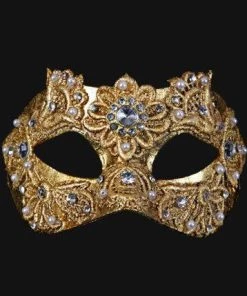 Carta Alta Macrame Gold Mask Baroque Venetian Masquerade Womens