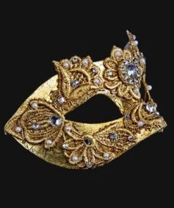 Carta Alta Macrame Gold Mask Baroque Venetian Masquerade Womens