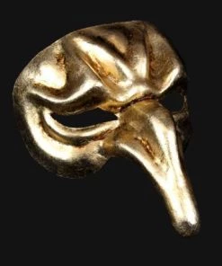 Carta Alta Pulcinella Men's Venetian Mask Authentic Naso Gold Masquerade Mens