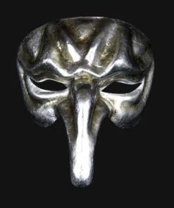 Carta Alta Pulcinella Men's Silver Mask Venetian Authentic Naso Masquerade Mens