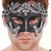 Tomfoolery Griffin Men's Masquerade Venetian Style Mask Black And Silver Mens